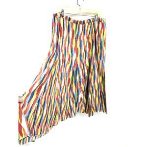 Woman Within 100% Cotton Multicolor A-Line 2 Pocket Gauzy Skirt Size L